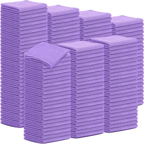 Vista 11 de Tenare Paquete de 100 paños de limpieza de microfibra de 12 x 12 pulgadas, trapos de limpieza reutilizables, toallas de microfibra a granel, paños