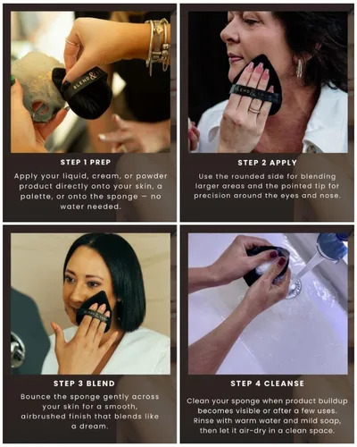 Vista 9 de BLEND & SNAP - Esponja de maquillaje triangular de terciopelo grande para una cobertura suave e impecable, esponja secante para base