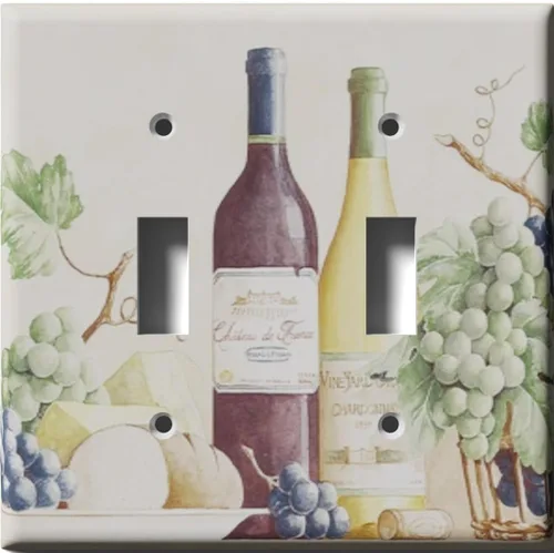 Vista 8 de Placa decorativa para salida - uvas y vino - Receptáculo doble dúplex