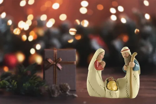 Vista 6 de MeritMode Miniatura Figura Sagrada Familia Nacimiento - Figura Religiosa Pintada a Mano de José, María con Bebé Jesús para Escena de Nacimiento