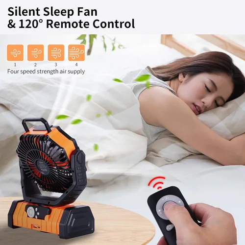 Vista 6 de Ventilador de emergencia de 20000 mAh y luz LED, ventilador recargable con batería para corte de energía, descongelación de automóviles, uso