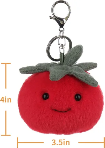 Vista 2 de Apricot Lamb Cute Toys - Llavero suave de peluche con tomate rojo y verduras para bolsa de niños, bolso, mochila y bolso