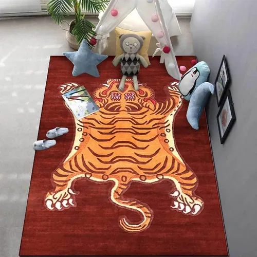 Vista 28 de Alfombra vintage de estilo bohemio con diseño de tigre para puerta de baño, 2 x 3 pies, alfombra pequeña para dormitorio, lavable, tapete de tigre