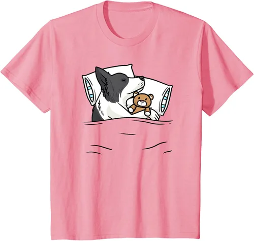 Vista 6 de Border Collie - Camiseta oficial para dormir con animales de peluche, Blanco, S