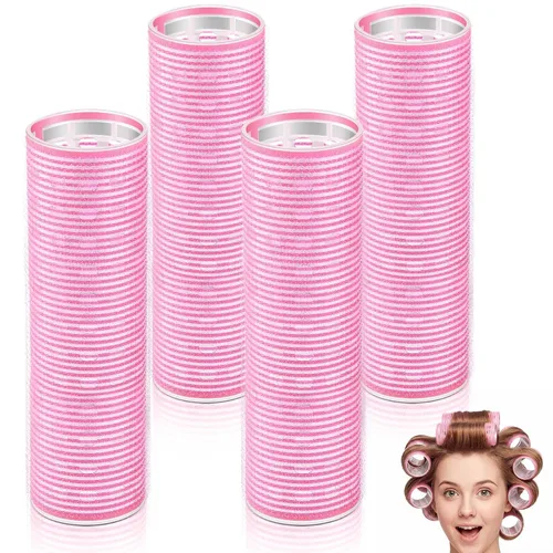 Vista 8 de WILLBOND 4 rodillos de pelo largos para flequillo, rizadores de núcleo de aluminio, rodillo térmico de autoagarre para cabello largo y mediano, Negro