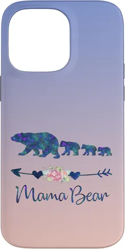 Vista 21 de Teal Blue Purple Floral Mama Bear Three Cubs Blue Pink Case for iPhone 17