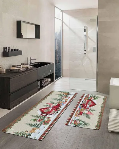 Vista 2 de Tapete de baño con diseño de muñeco de nieve para bañera, antideslizante, de secado rápido y absorbente, de tierra de diatomeas, fregadero