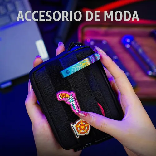 Vista 2 de KeyUnity KM00 Llavero de titanio para cinturón con clip de doble cara de liberación rápida con llavero desmontable Colorido Azul