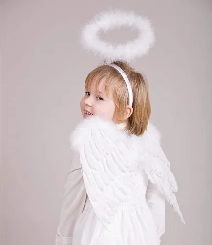 Vista 2 de ZHOUBINGBING Diademas con halo de ángel, diadema de ángel con plumas y halo blanco, para adultos, adolescentes, niñas y mujeres, paquete de 2