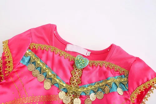 Vista 5 de Mecamelon Disfraz de princesa árabe rosa para niñas disfraz de Halloween con accesorios