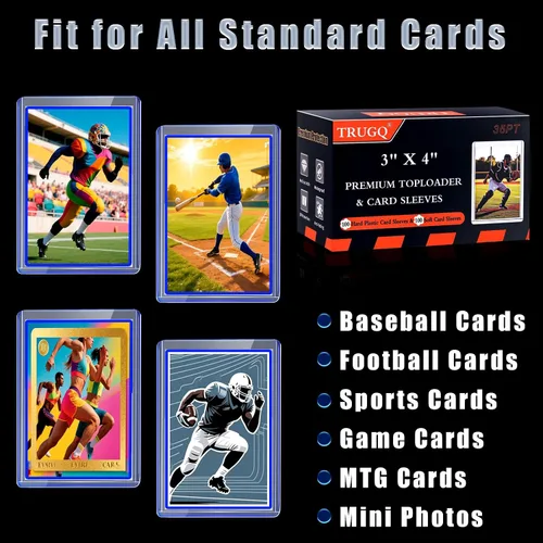 Vista 3 de 200 Fundas para Tarjetas con Carga Superior, Protectores de 7.62 cm x 10.16 cm para Tarjetas de Béisbol, Funda de Plástico Duro de Tamaño Estándar