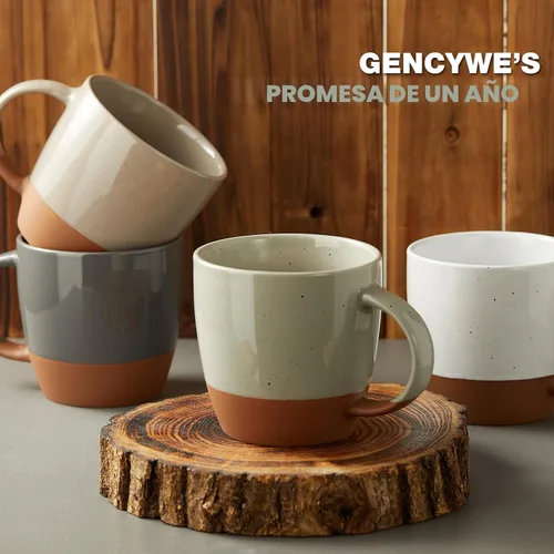 Vista 7 de Juego de 6 tazas de café de cerámica en color Morandi (grandes), tazas de café de 18 oz con asa, taza de café con leche, taza grande para mujeres