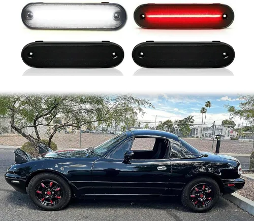 Vista 13 de Conjunto de carcasa de luz de marcador lateral de lente roja ámbar delantera y trasera compatible con lámpara de parachoques Fender Fender 1990-2005