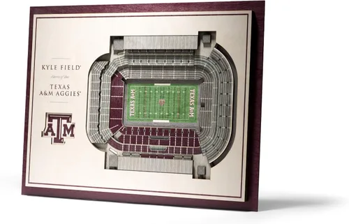 Vista 4 de YouTheFan - Póster para pared de la NCAA, vista de estadio en 3D de 5 niveles, Marrón