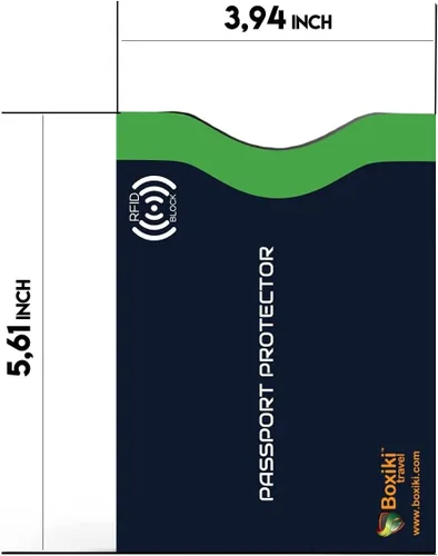 Vista 4 de Boxiki Travel - Fundas de bloqueo RFID con código de color para evitar robos de identidad y sobres de bloqueo RFID (azul marino)