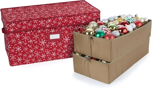 Vista 9 de Covermates Keepsakes – Caja de almacenamiento ajustable de 72 piezas – Capacidad para adornos de 4 pulgadas – Resistente – Asas – apilables
