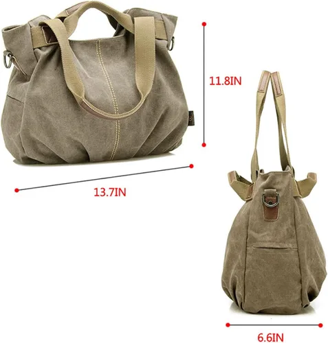 Vista 2 de Mily Bolso de mano de lona para mujer Hobo bolso de mano casual cremallera