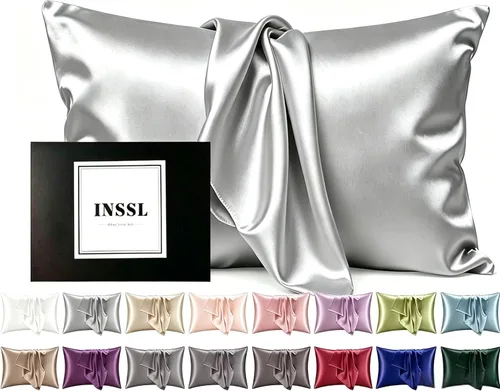 Vista 15 de INSSL - Funda de almohada de seda para mujeres, funda de almohada de seda de morera para cabello y piel, mantente cómoda y transpirable durante