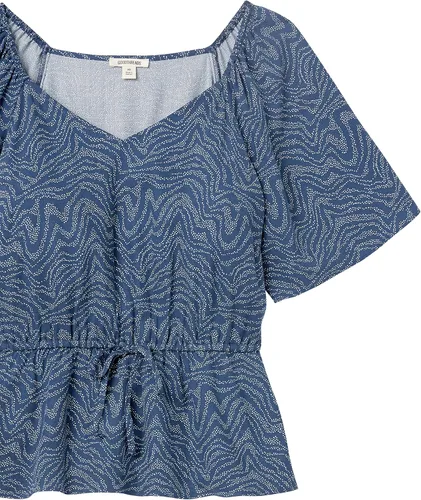 Vista 5 de Goodthreads Camisa Peplum de sarga fluida de manga corta para mujer