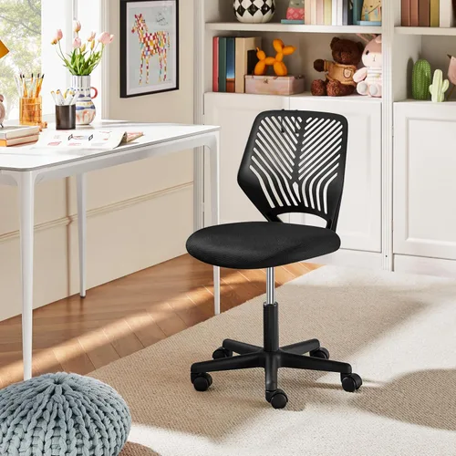Vista 6 de Topeakmart Silla de oficina sin brazos, silla de estudio de computadora giratoria ajustable de malla para espacios pequeños, color negro