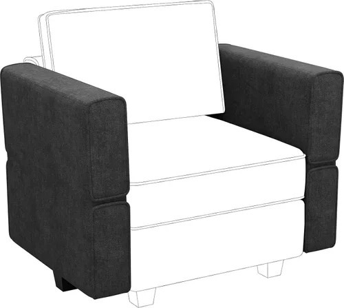 Vista 14 de Belffin Tela modular sofá seccional almacenamiento otomano módulo sofá lado seccional libre configuración otomana negro