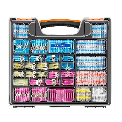 Vista 12 de Kuject 90 piezas conectores de alambre termorretráctiles, kit de terminales de cable eléctrico impermeables multiusos, conectores de crimpado