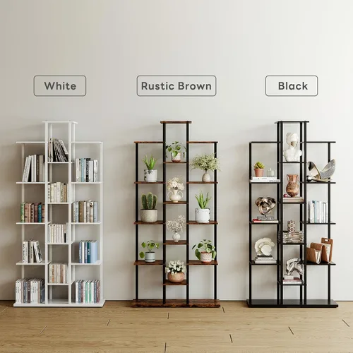Vista 4 de DGSANDGO Estantería de 5 niveles para espacios pequeños, resistente y compacta para sala de estudio/dormitorio, estante de almacenamiento de madera