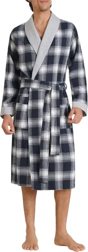 Vista 7 de Latuza Bata de franela de algodón para hombre hasta la rodilla a cuadros Negro