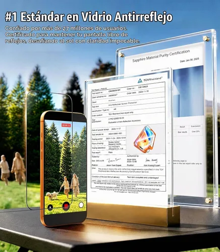Vista 2 de UltraGlass TOP 9H+ OptiArmor - Protector de pantalla para iPhone 17 Pro [NO.1 antirreflejo y grado militar inastillable] Protector de pantalla
