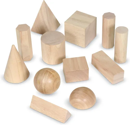 Vista 3 de Learning Resources Sólidos geométricos, formas de madera, juego de 12 formas geométricas, a partir de 6 años