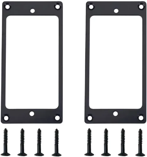 Vista 2 de 2 piezas Share Goo Metal Flat Humbucker Cover Electric Guitar Pickup Frame Anillo de montaje con tornillos (negro)