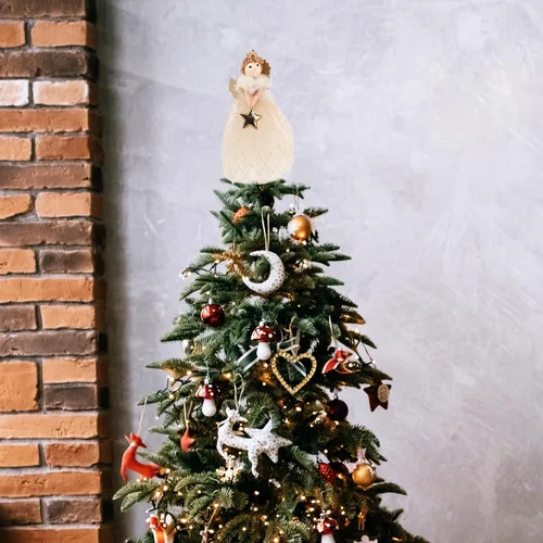 Vista 7 de VILLCASE Decoración para árbol de Navidad de ángel, adorno para árbol de Navidad, decoración de árbol de Navidad para el hogar, vacaciones, fiesta