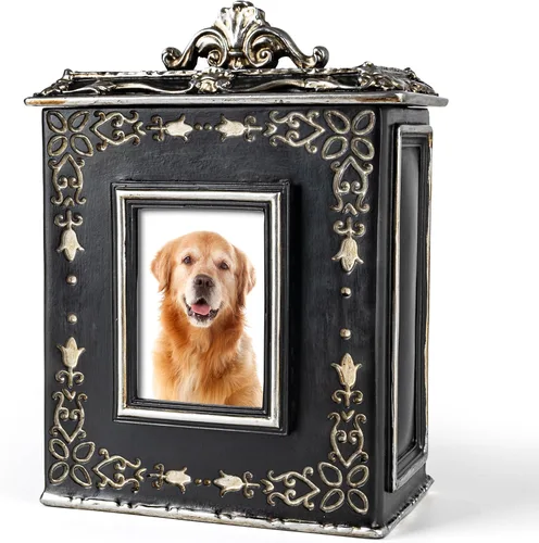 Vista 7 de AELS Urna de mascotas caja de memoria para recuerdos con ranura para fotos, urnas conmemorativas para perros para cenizas, urnas de cremación