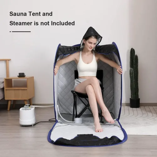 Vista 7 de Smartmak Silla de sauna plegable rápida, reforzada, adecuada para sauna, playa y picnic, color negro