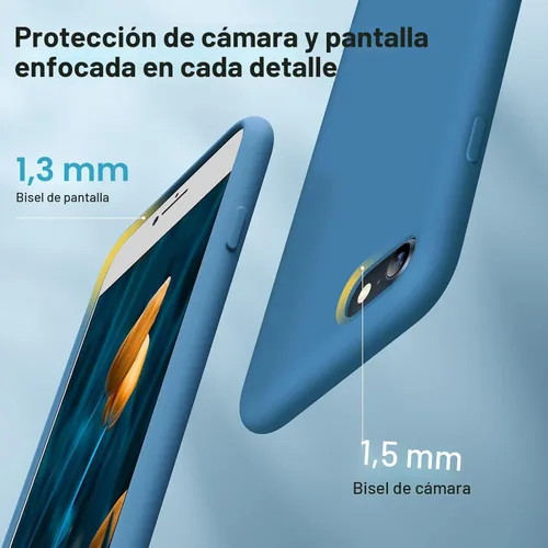 Vista 4 de Miracase Funda de silicona para iPhone SE 2022/SE 2020/7/8, color azul Azul Capri