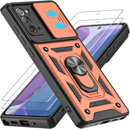 Vista 12 de Funda para Galaxy Note 20, con protector de pantalla de TPU flexible autorreparable [2 unidades] y cubierta de cámara deslizante, anillo de rotación