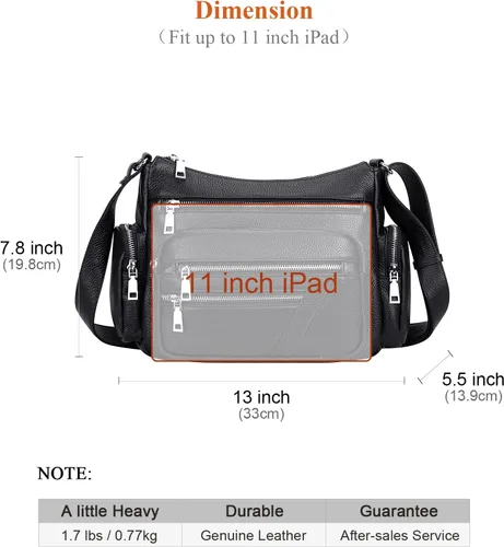Vista 5 de Over Earth Bolsos cruzados de cuero genuino para mujer con múltiples bolsillos