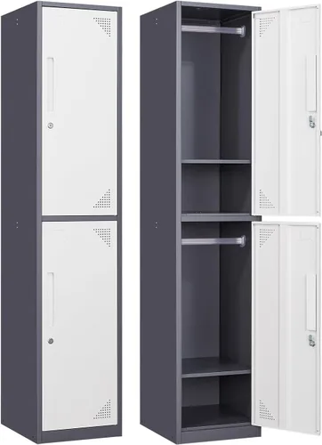 Vista 17 de Armario de metal con 15 puertas, armario de almacenamiento de metal con ganchos, armario de almacenamiento de 72 pulgadas para empleados, hogar