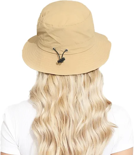 Vista 3 de Packable Bucket Hat for Women Waterproof UV Protection Sun Hat Caqui