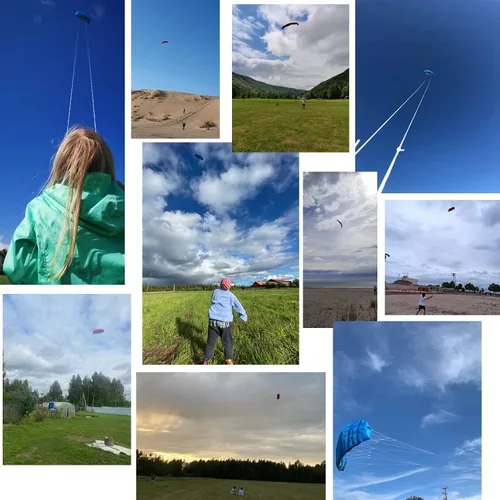 Vista 6 de HENGDA KITE 2.5m Dual Line Stunt Parafoil Kites Soft Stunt Kite for Beach Blue with Flying Tool