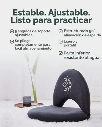 Vista 4 de Silla de meditación Mindful Modern Silla de piso ajustable con soporte de espalda Asiento de piso acolchado para soporte de postura y comodidad