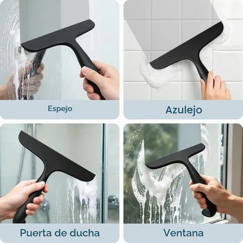 Vista 6 de SetSail Shower Squeegee for Glass Doors,One-piece All Silicone Squeegee Black