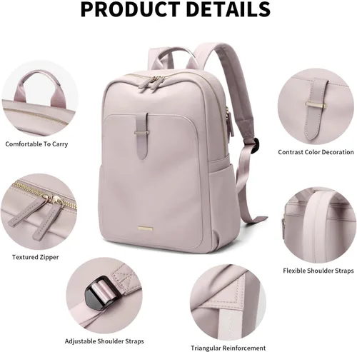 Vista 5 de GOLF SUPAGS - Mochila para portátil para mujer, casual, bolsa de día, para el trabajo, de viaje, mochila para portátil, para portátiles de 14/16
