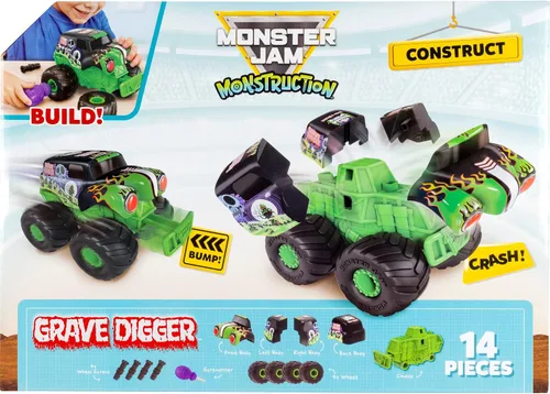 Vista 9 de Monster Jam™ Monstruction Build & Crash Grave Digger™ - Vehículo para construir de 8 pulgadas con 14 piezas y destornillador