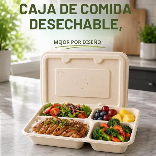 Vista 5 de Kaderron Contenedores de alimentos para llevar de 11 x 8.7 pulgadas con tapas, 4 compartimentos, paquete de 25 cajas desechables para llevar a