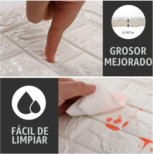 Vista 3 de Tinlade 30 Piezas 28.81 Pies Cuadrados Paneles de Pared 3D Despegar y Pegar Papel Tapiz de Ladrillo de Espuma Imprimible Paneles de Pared de Blanco