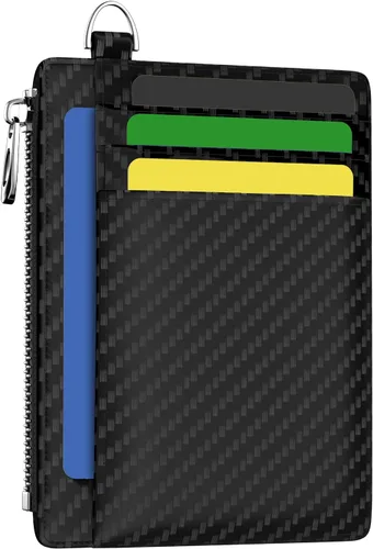 Vista 53 de Hancynir Cartera delgada para mujer con soporte para tarjetas de crédito RFID, pequeña mini funda para tarjetas con bolsillo frontal de PU, cartera