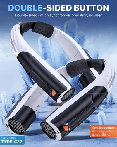 Vista 8 de AaoLin Ventilador de cuello portátil con batería de 6000 mAh, USB-C recargable, ventilador personal negro manos libres 6 velocidades, 6-20 horas