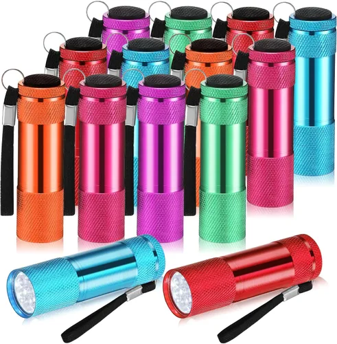 Vista 8 de VIHOSE 12 piezas de linternas mini a granel, linternas de mano brillantes de aluminio con cordón, linternas LED pequeñas para lectura nocturna