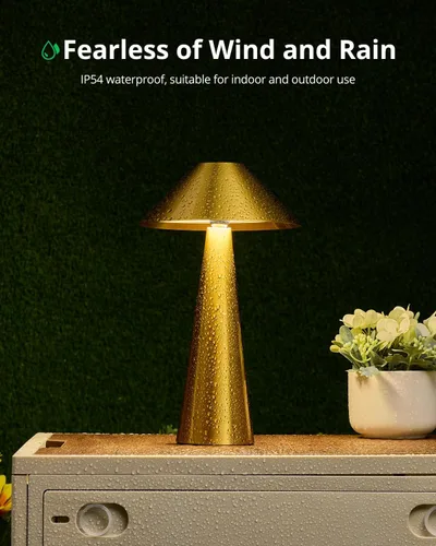 Vista 6 de Bojim Lámpara de mesa inalámbrica recargable, luces LED de mesa inalámbricas, funciona con pilas, táctil para 3 colores regulables, impermeable IP54